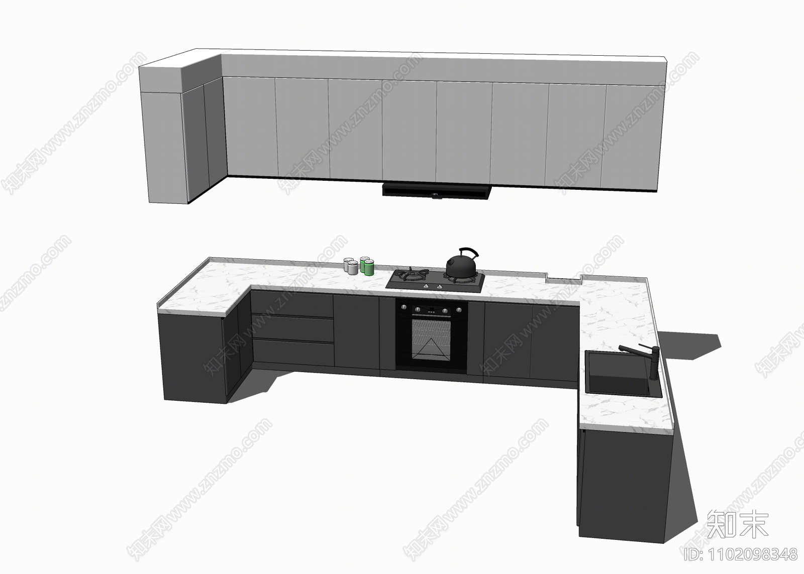 现代厨房台面SU模型下载【ID:1102098348】