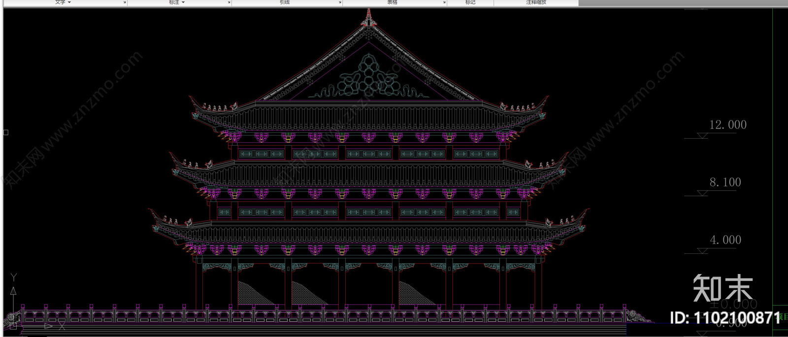 古建筑极普寺大雄宝殿施工图cad施工图下载【ID:1102100871】