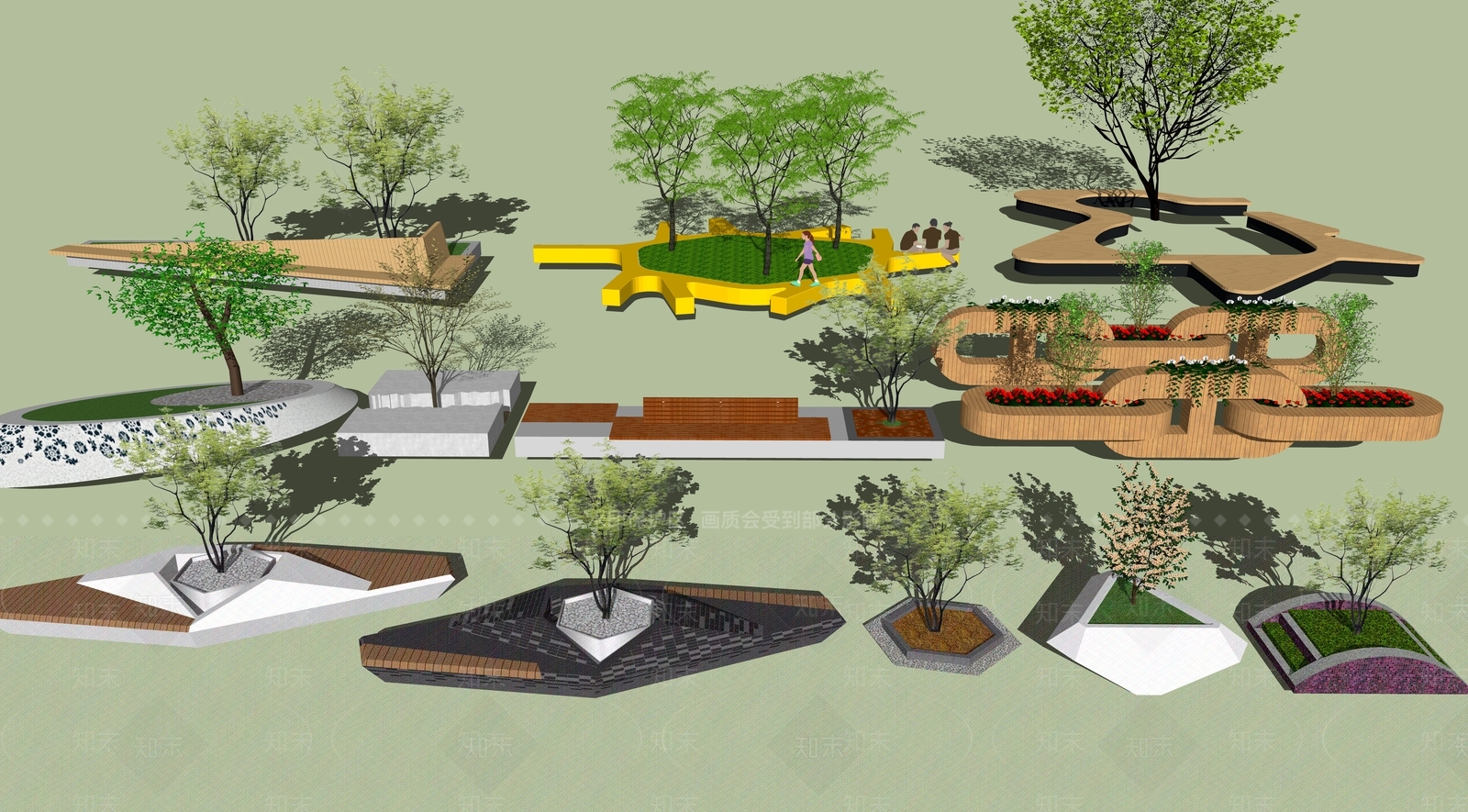 现代异形树池SU模型下载【ID:1102105992】