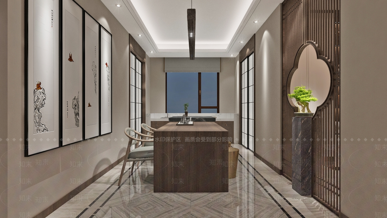 新中式家居餐厅3D模型下载【ID:1221462146】