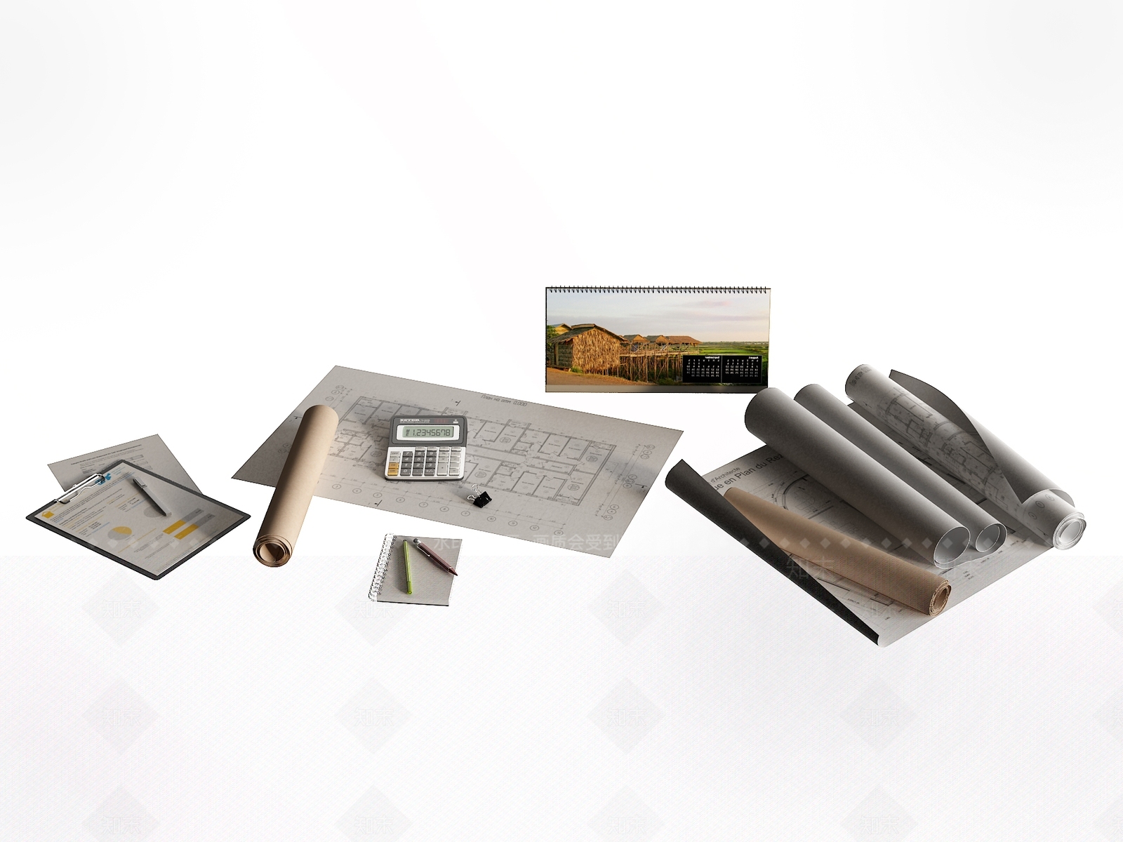 现代办公文具3D模型下载【ID:1102118564】