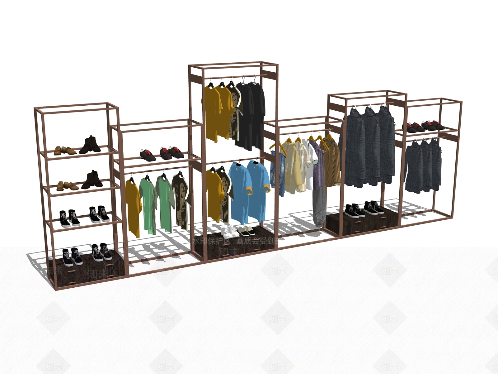 现代服装展示架SU模型下载【ID:1102124288】