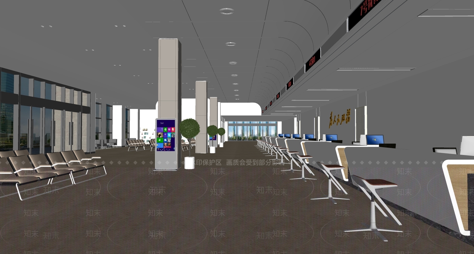 现代办事大厅SU模型下载【ID:1102125780】