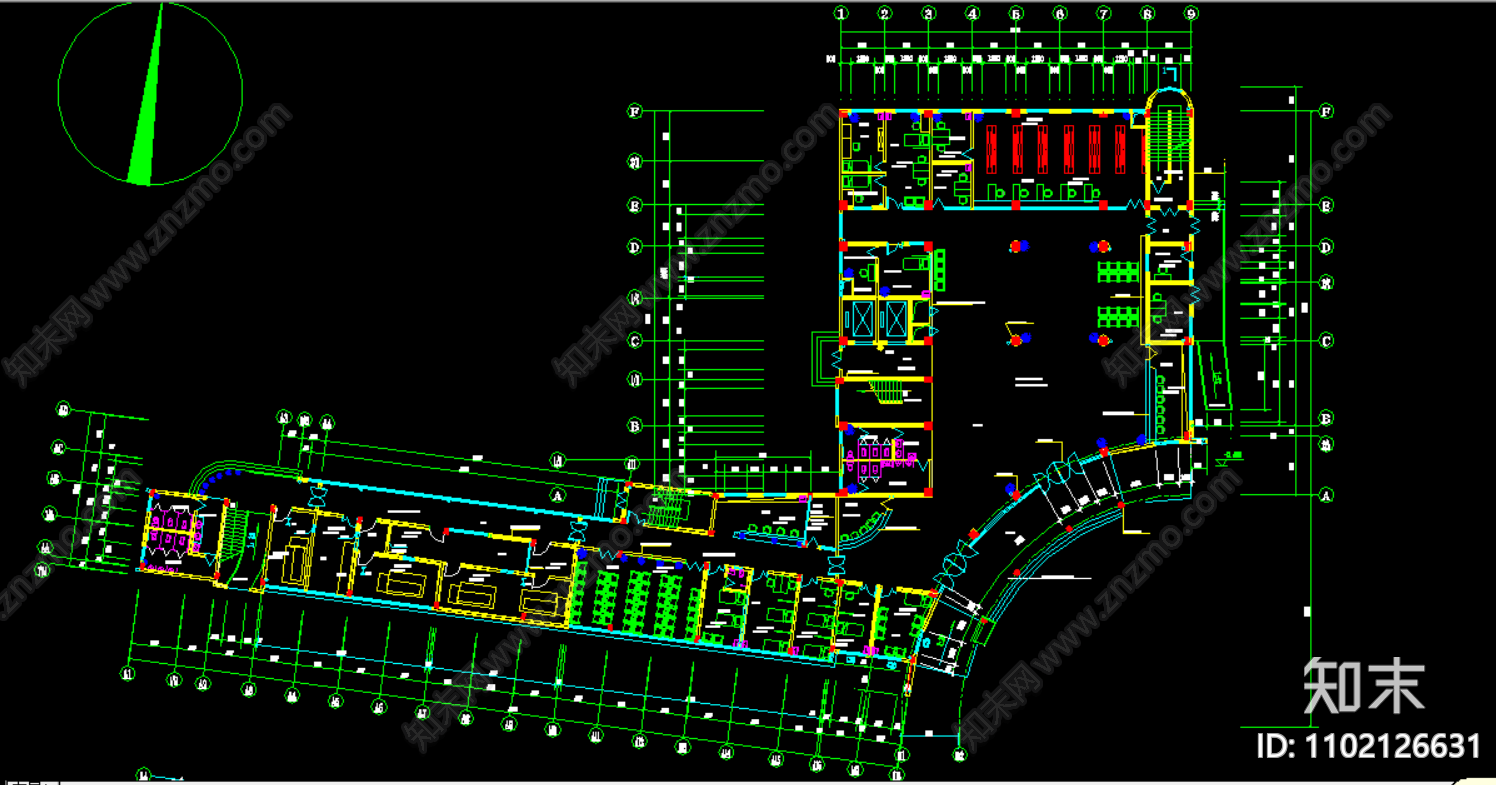 医院室内平面布置图cad施工图下载【ID:1102126631】