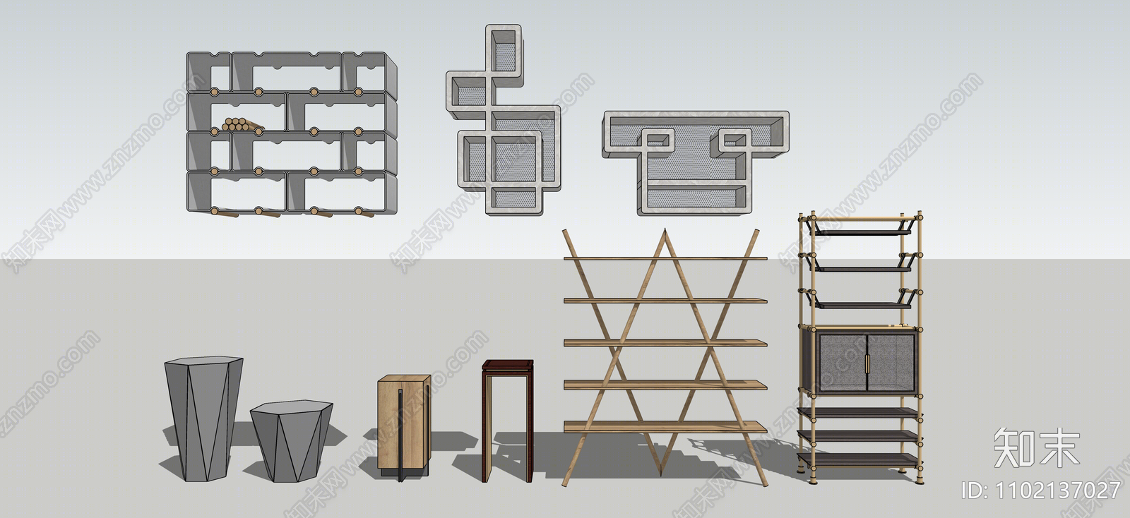 现代展示架SU模型下载【ID:1102137027】