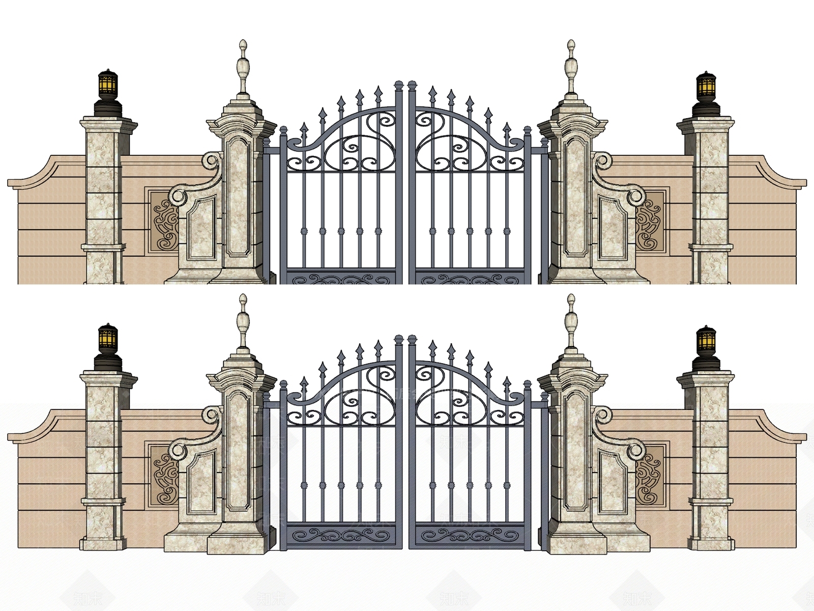 欧式别墅大门SU模型下载【ID:1102141929】