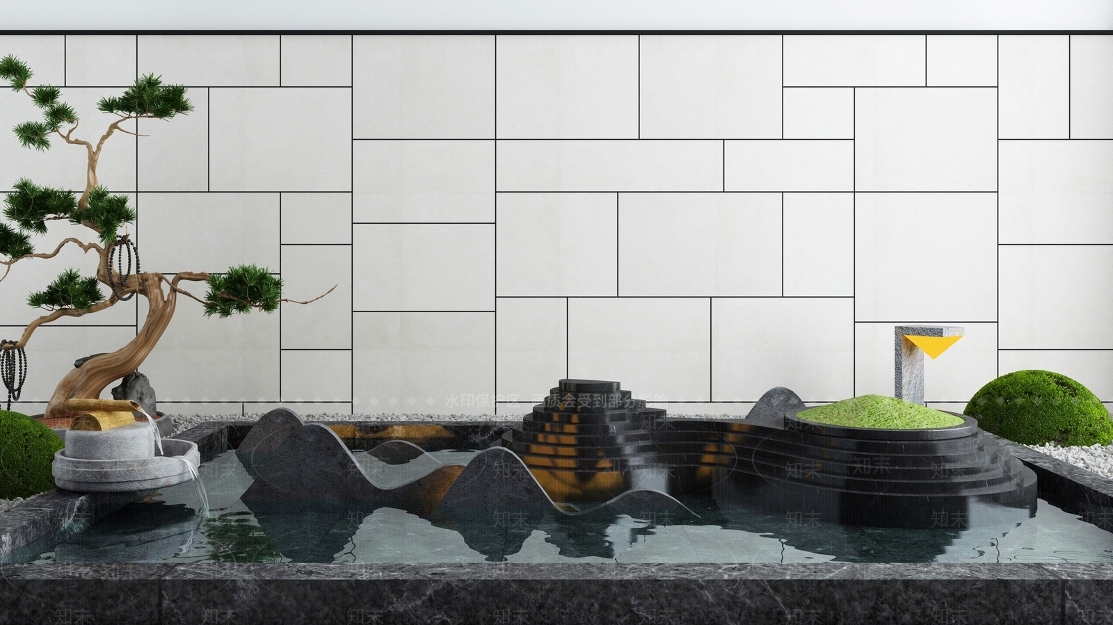 新中式水池3D模型下载【ID:1102145284】