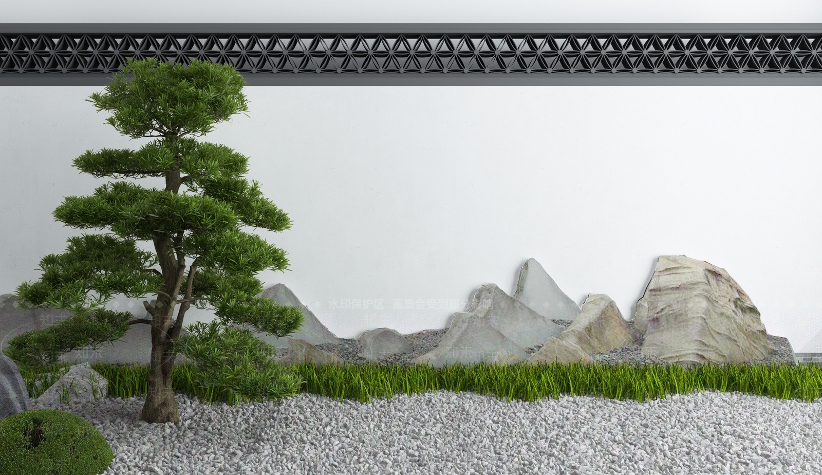 新中式假山山水3D模型下载【ID:1102147260】