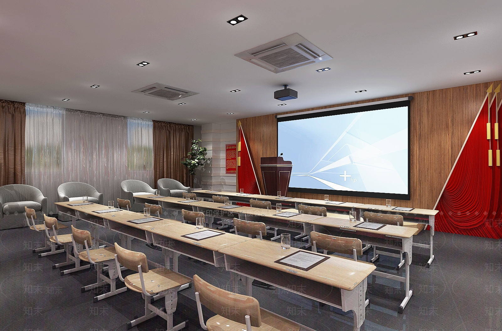 现代党建文化学习中心3D模型下载【ID:1102150193】