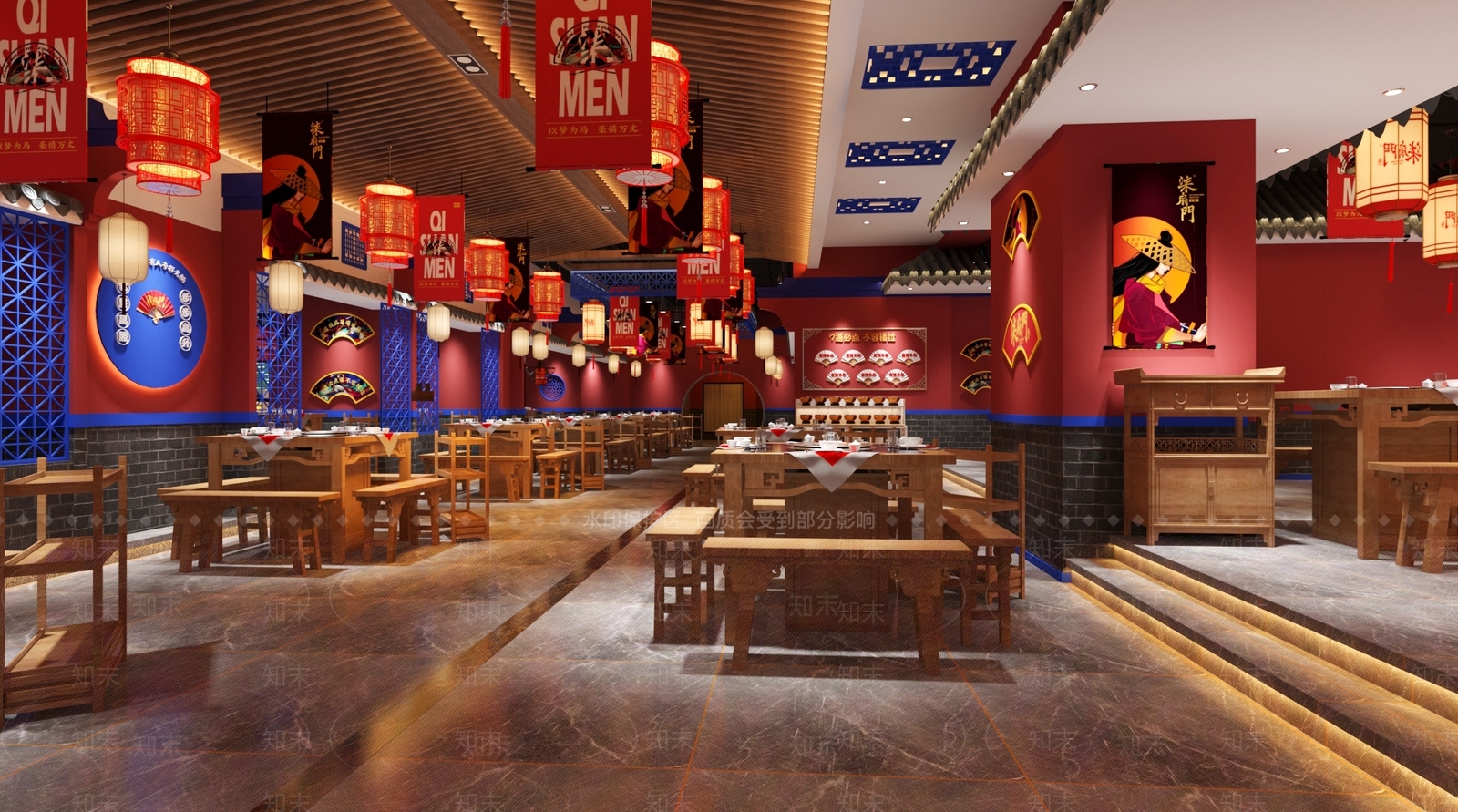 新中式火锅店3D模型下载【ID:1102152072】