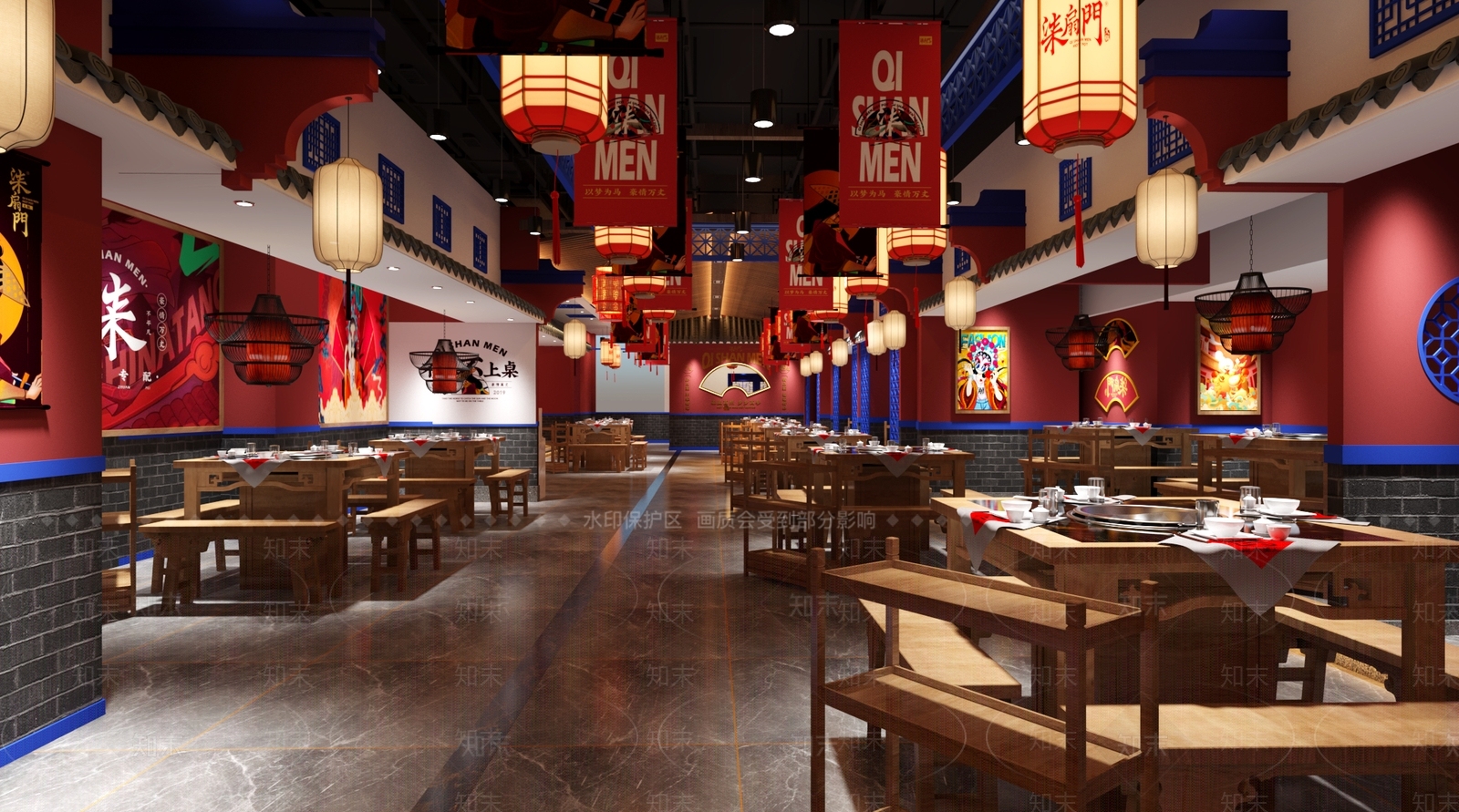 新中式火锅店3D模型下载【ID:1102152072】