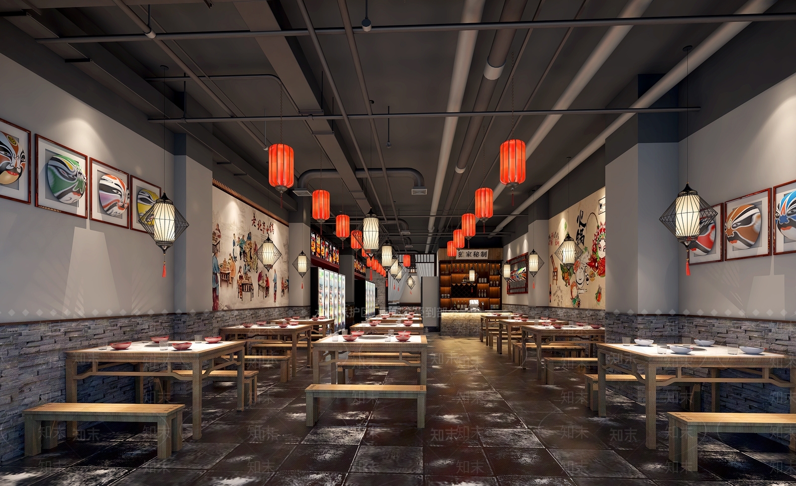中式火锅店3D模型下载【ID:1102157854】