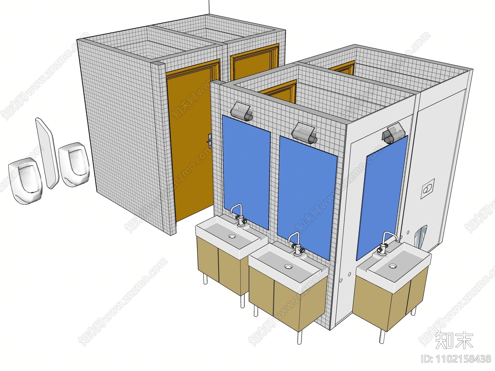现代公共厕所SU模型下载【ID:1102158438】