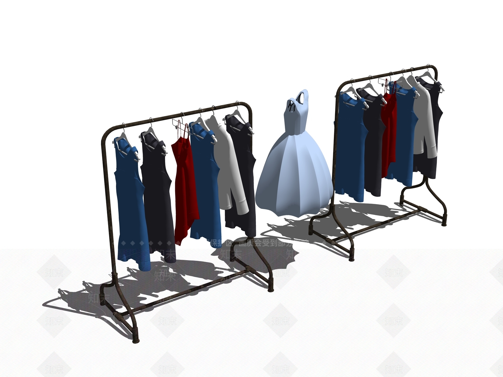 现代服装展示架SU模型下载【ID:1102158735】