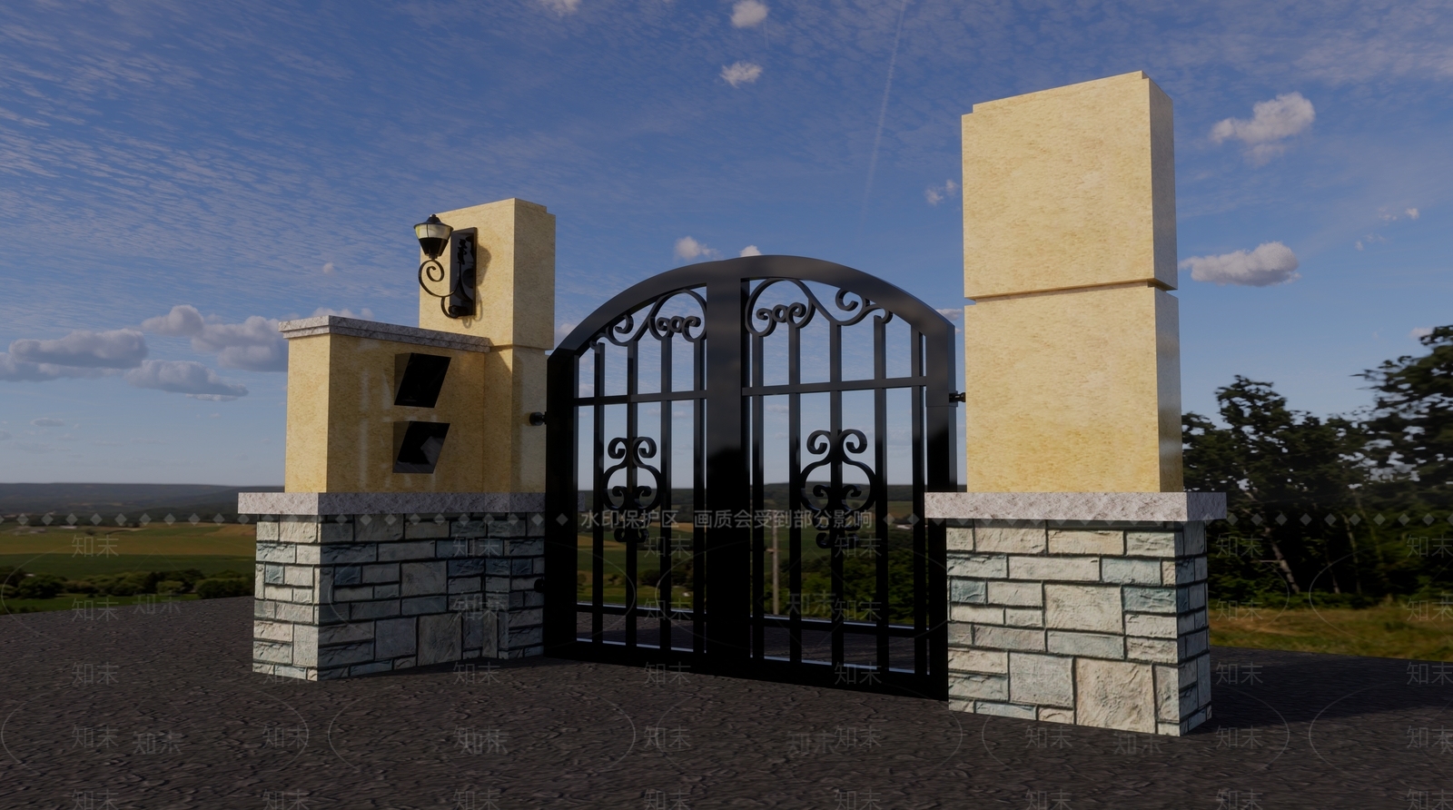 欧式别墅大门SU模型下载【ID:1102158832】