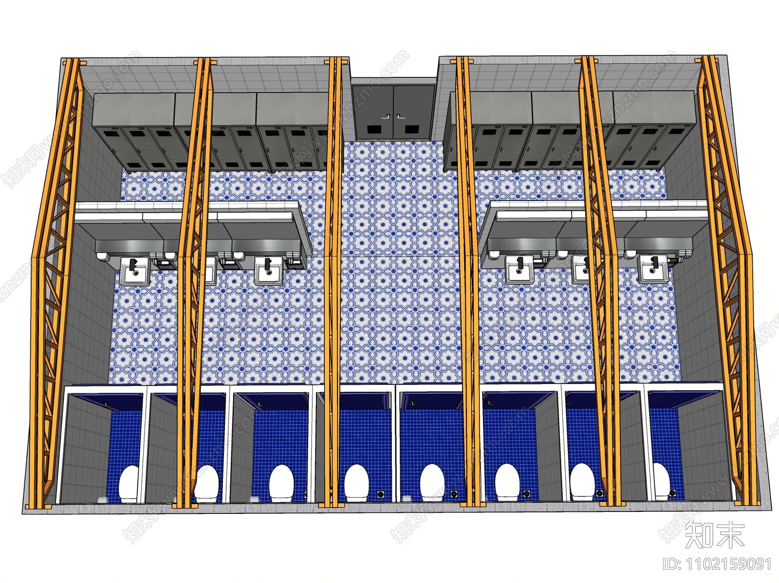 现代公共厕所SU模型下载【ID:1102159091】