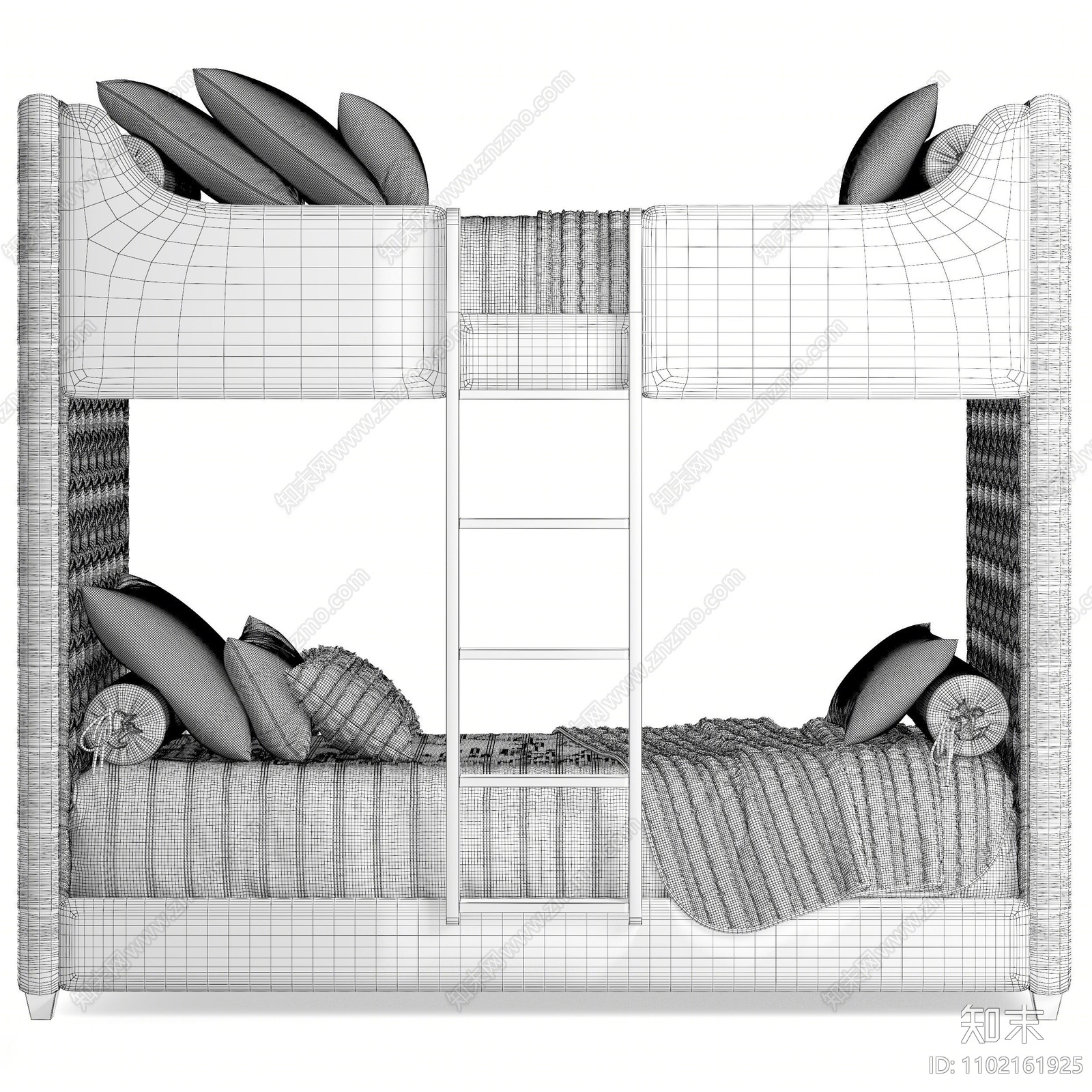 简欧双层床3D模型下载【ID:1102161925】