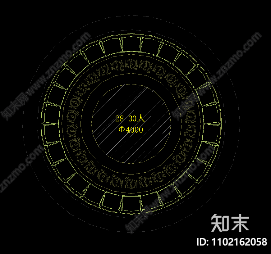 餐厅餐桌标注尺寸CAD施工图下载【ID:1102162058】