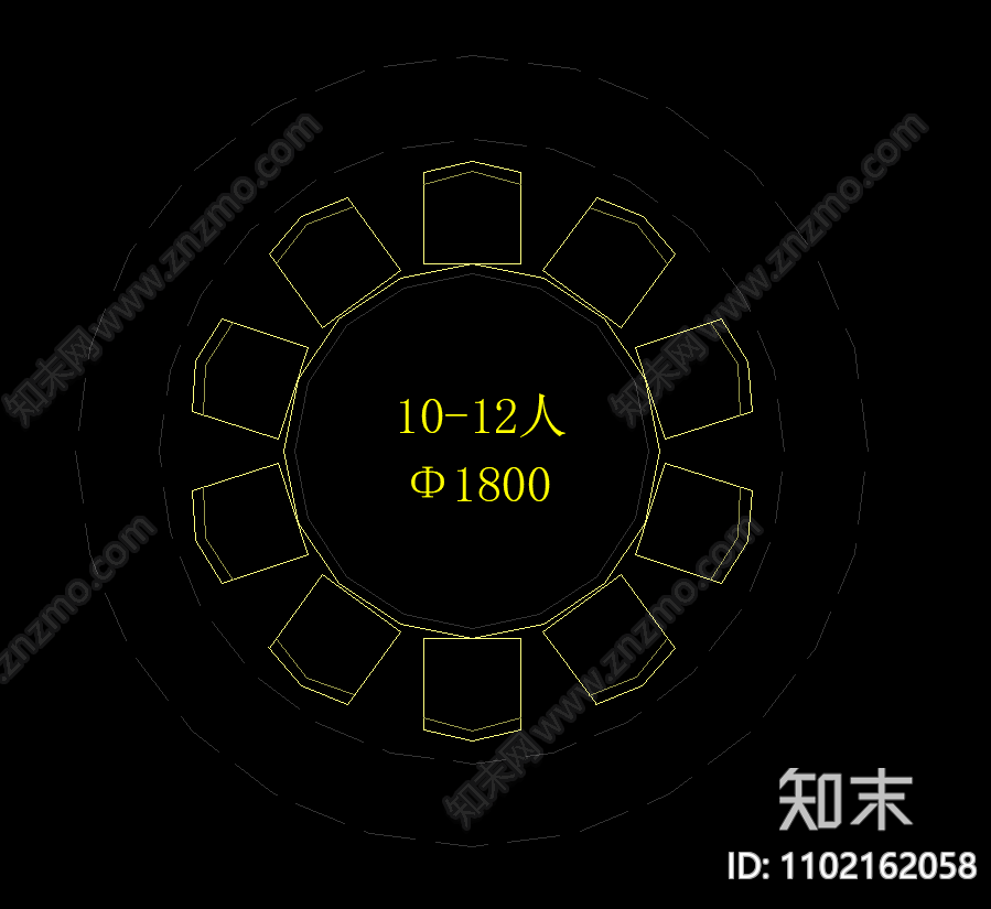 餐厅餐桌标注尺寸CAD施工图下载【ID:1102162058】