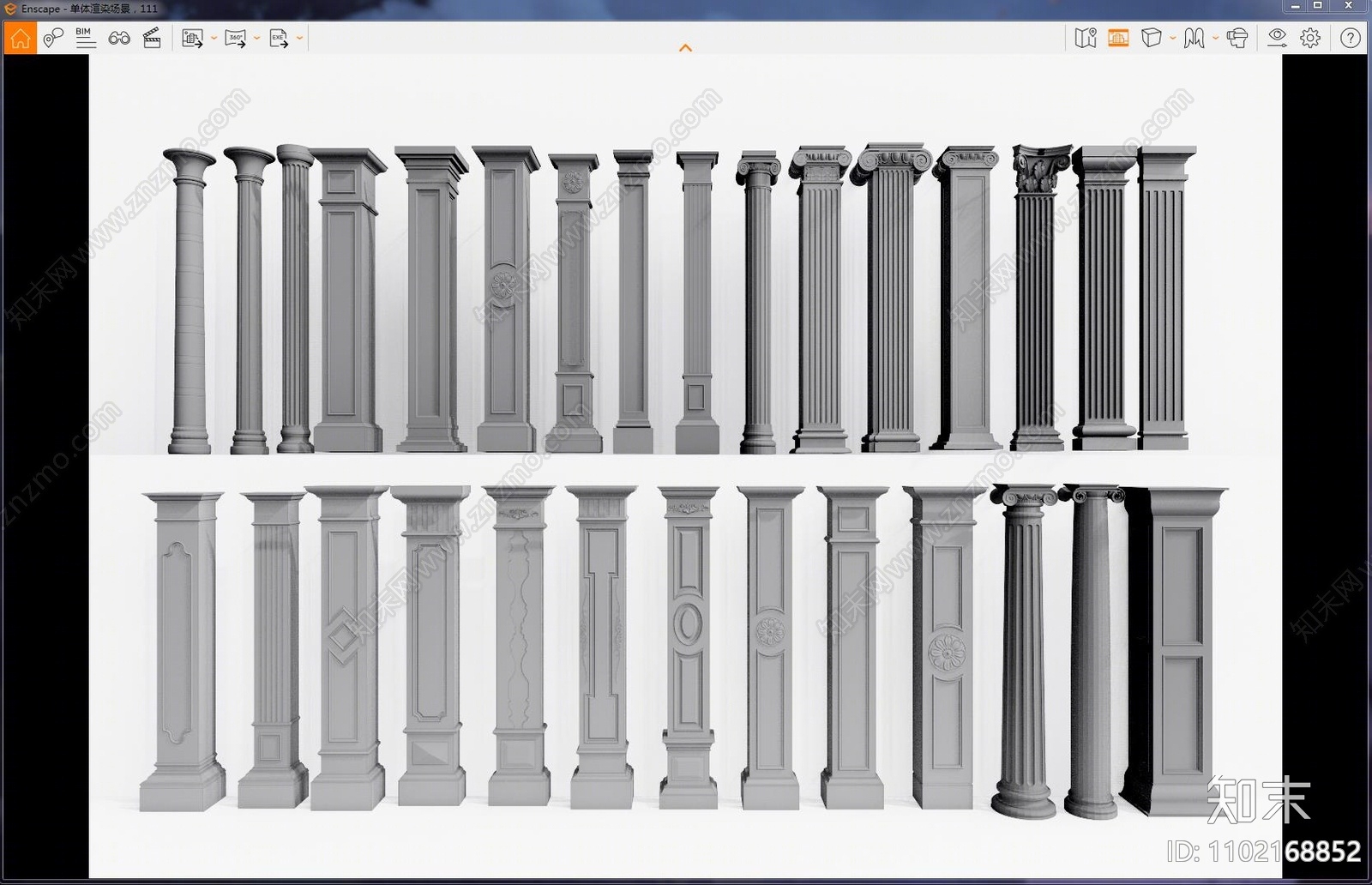 欧式风格罗马柱SU模型下载【ID:1102168852】