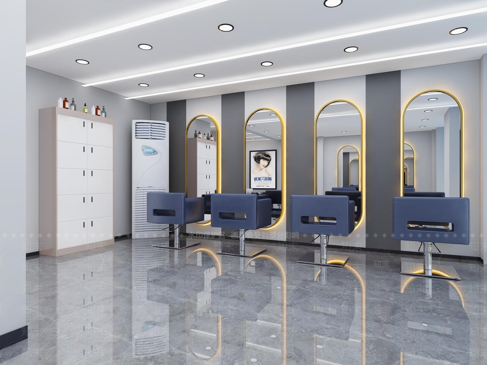 现代美发店3D模型下载【ID:1102175910】