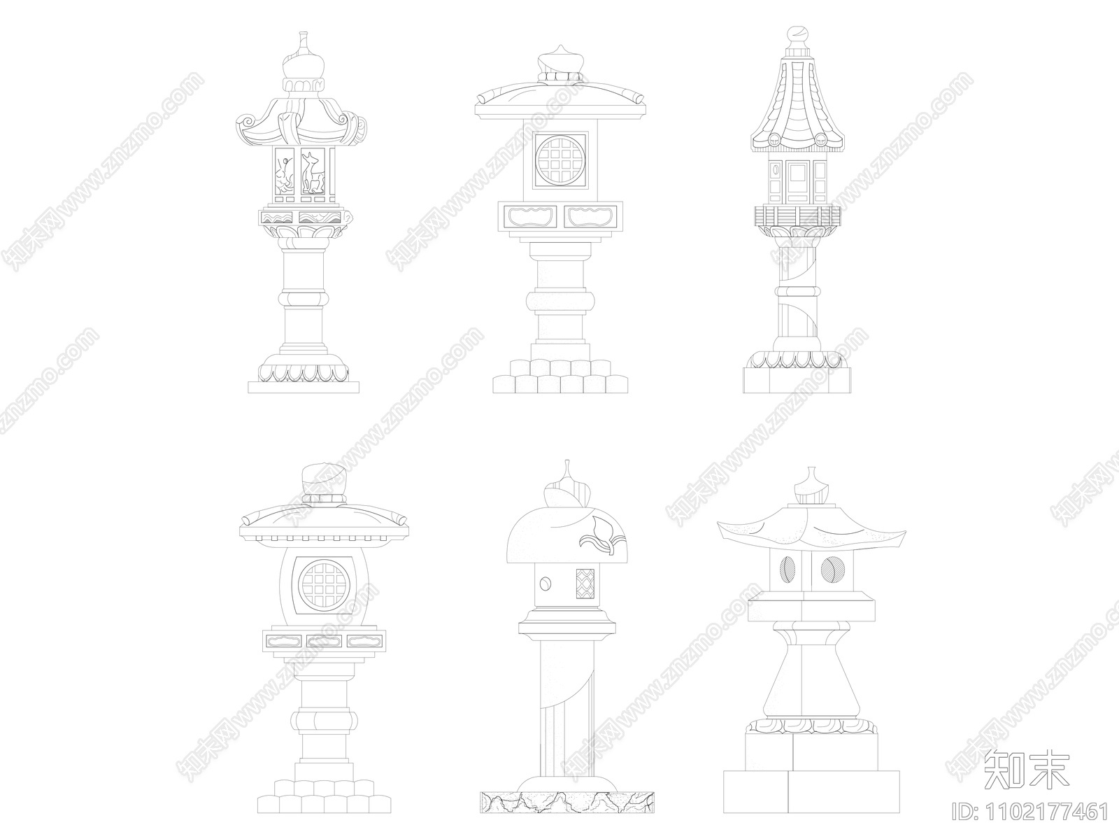 中式禅意户外灯具施工图下载【ID:1102177461】