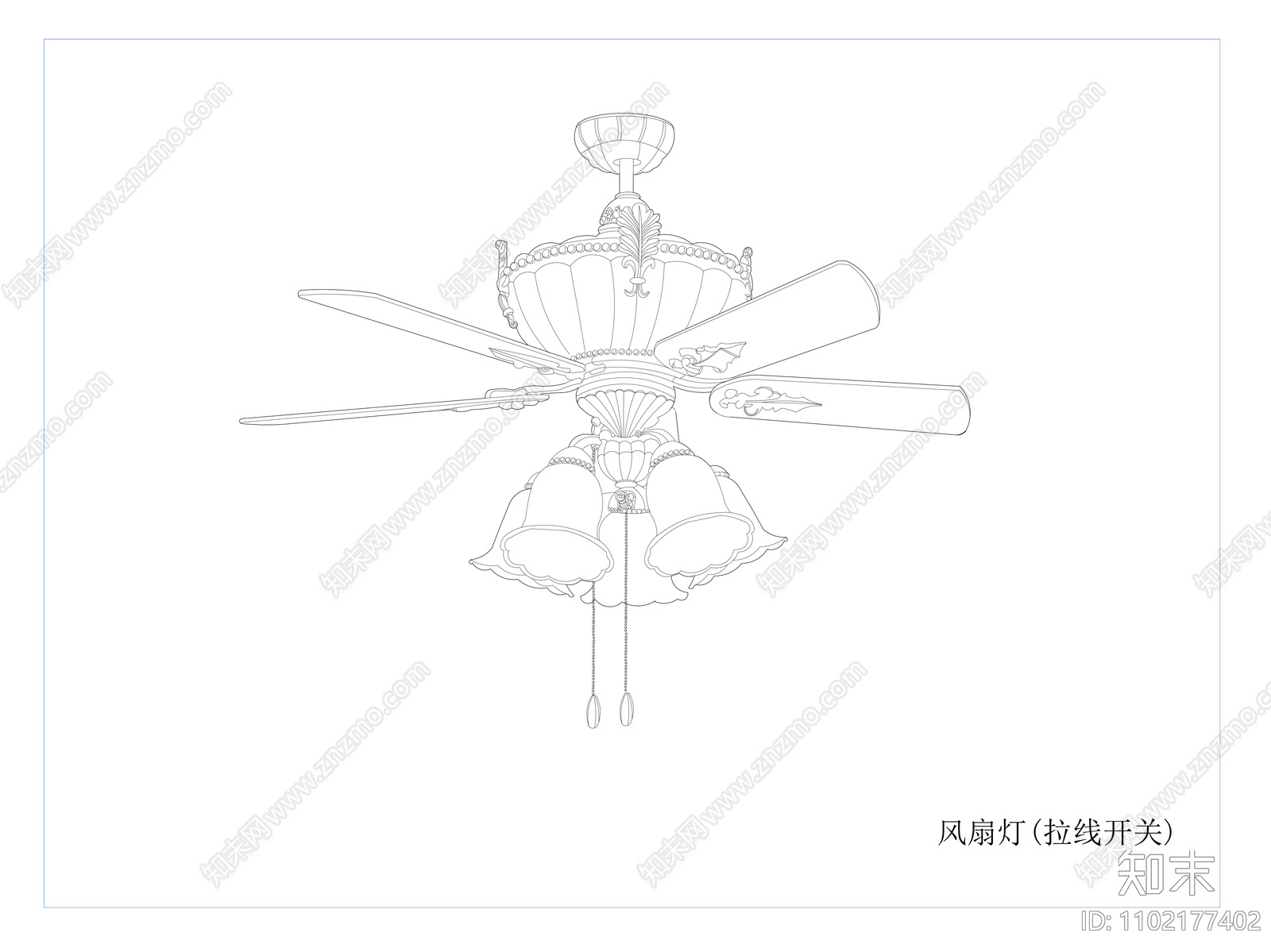 2021更新风扇灯拉线开关施工图下载【ID:1102177402】