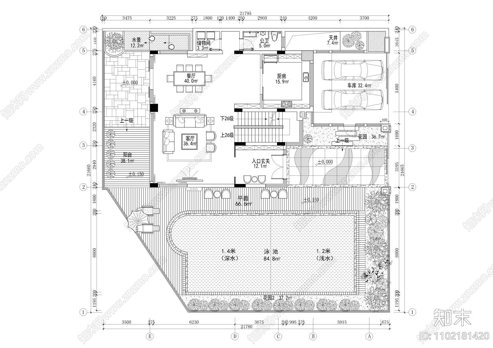 独栋别墅平面方案施工图下载【ID:1102181420】