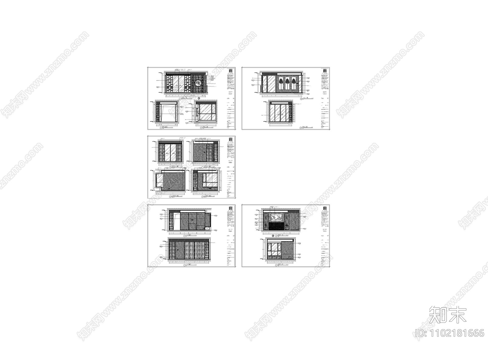 大平层卧室立面cad施工图下载【ID:1102181666】
