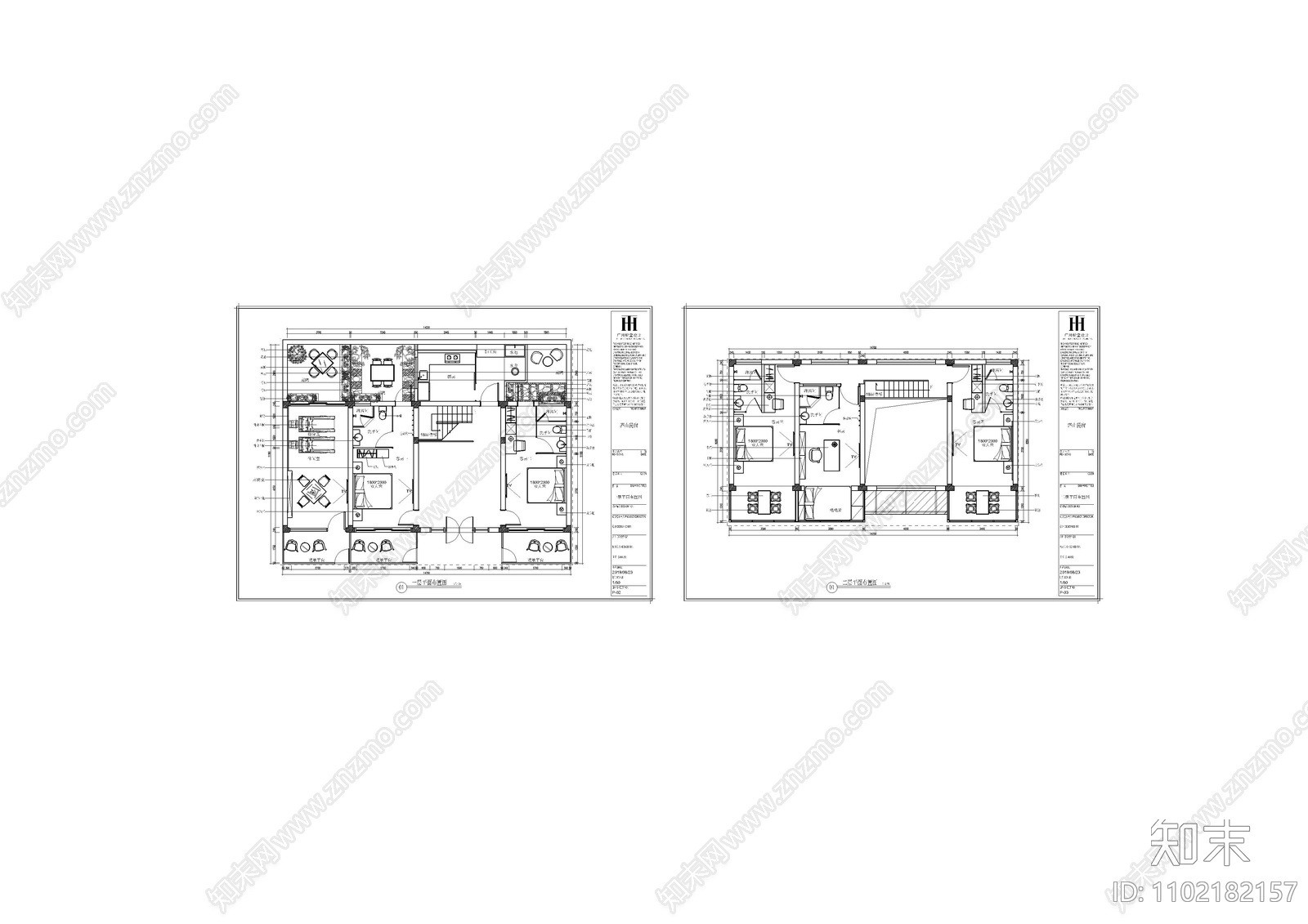 民宿平面图施工图下载【ID:1102182157】