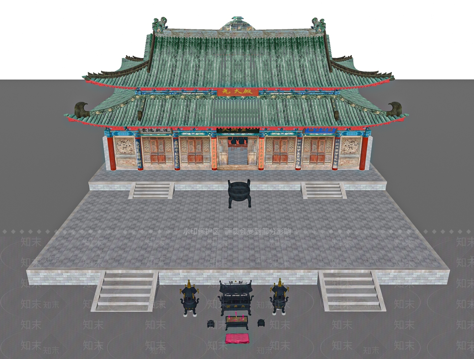 中式寺庙建筑SU模型下载【ID:1102187948】