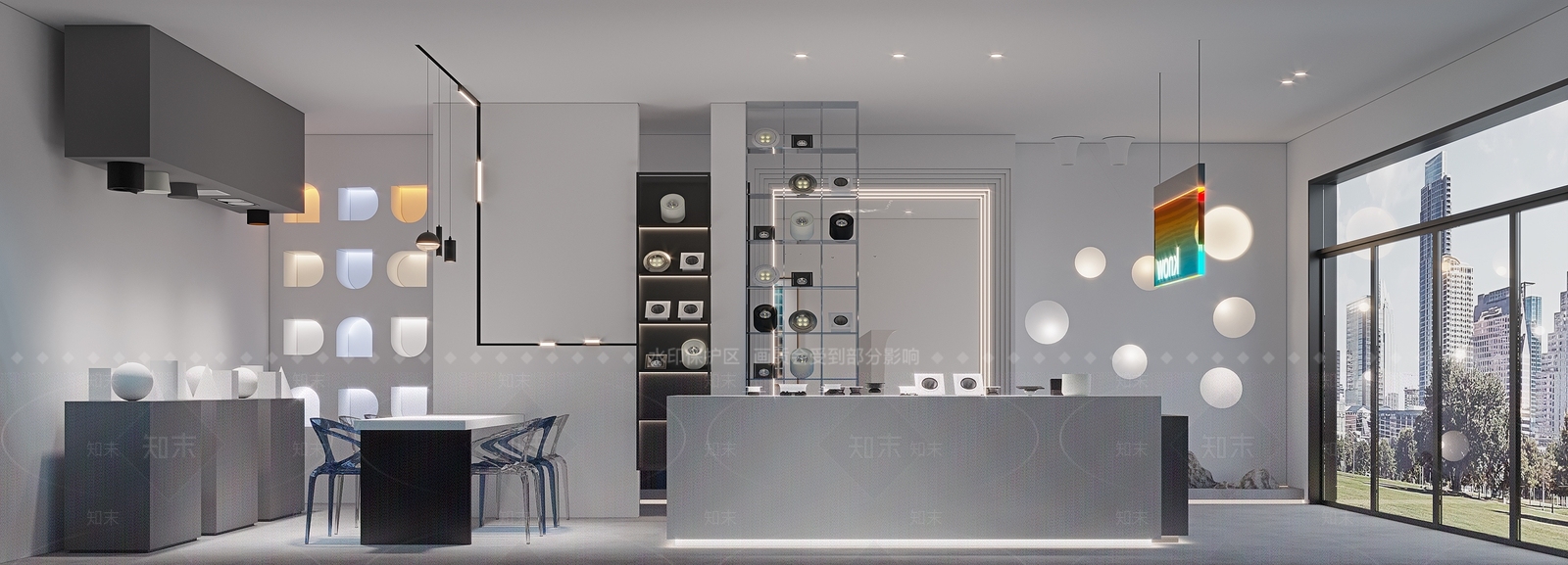 现代灯光展厅3D模型下载【ID:1102190833】