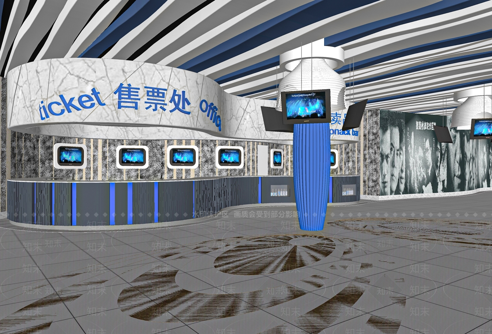 现代电影院大厅SU模型下载【ID:1102190957】