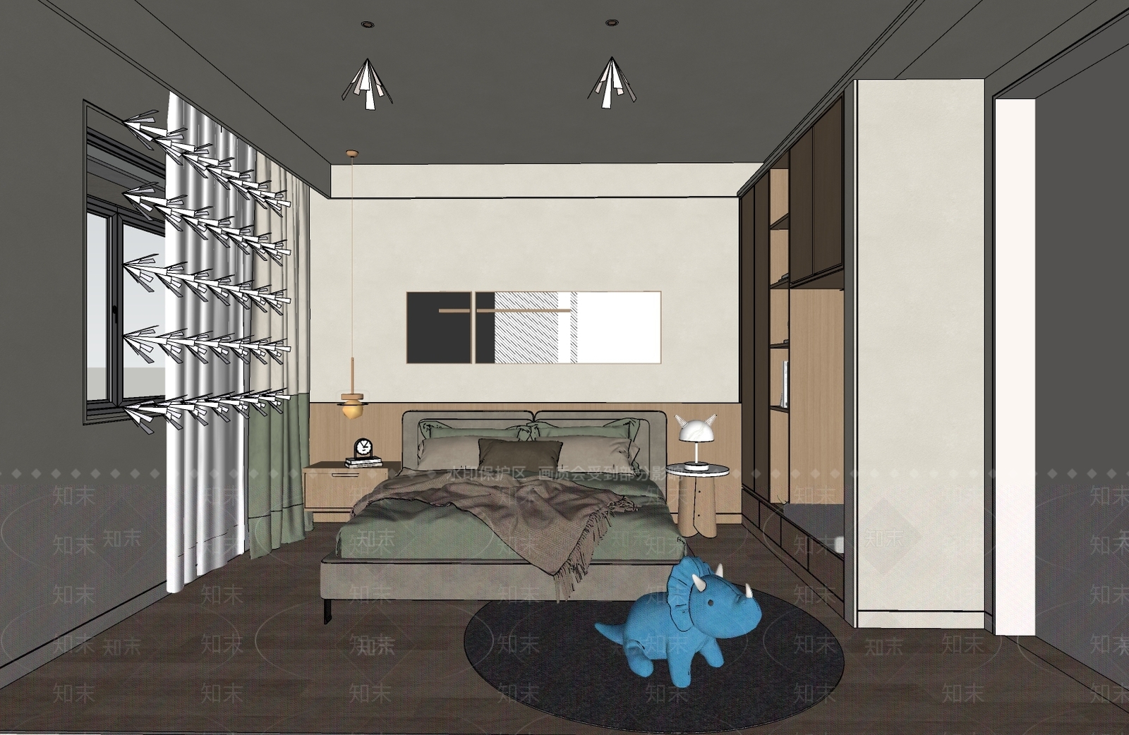 现代儿童房SU模型下载【ID:1102195154】