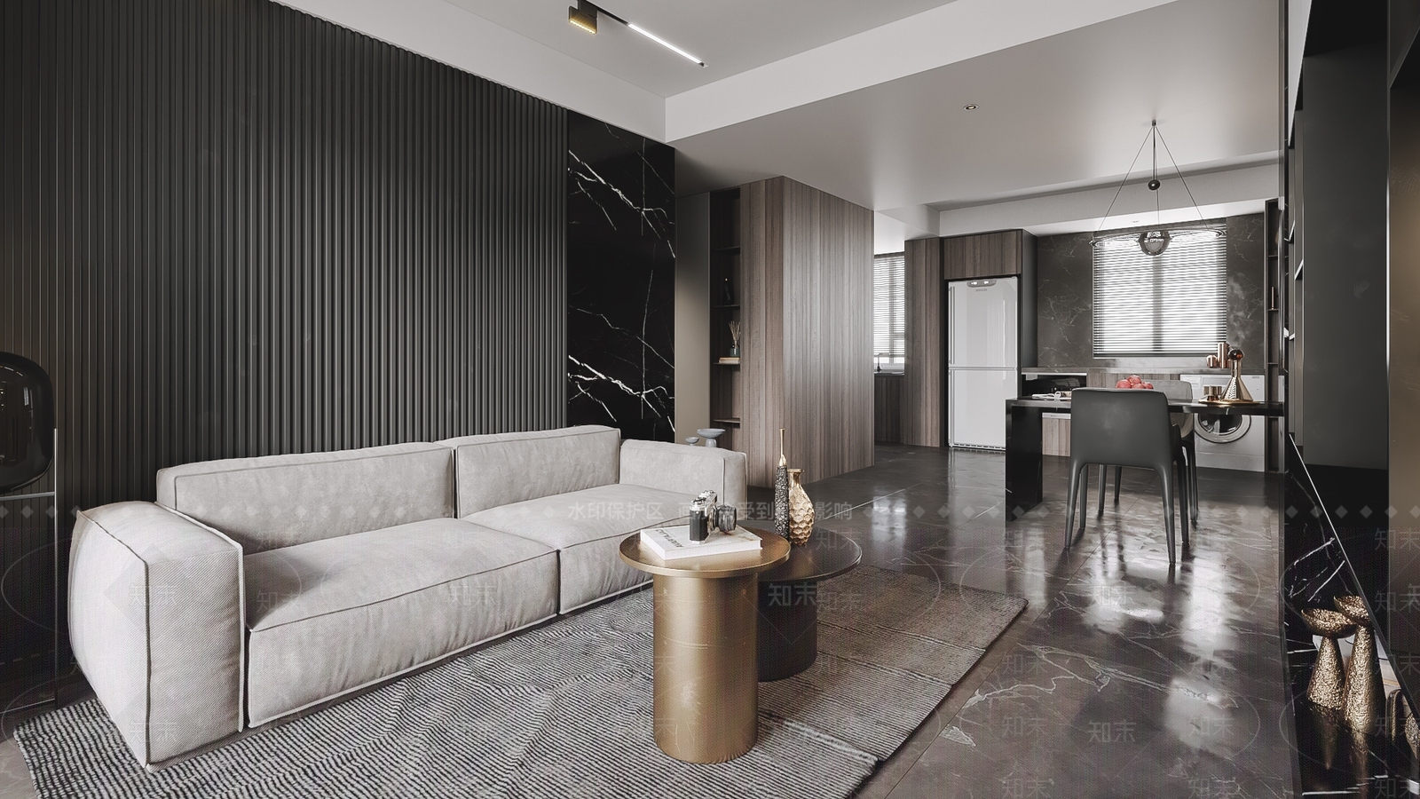 现代公寓客餐厅3D模型下载【ID:1102196559】