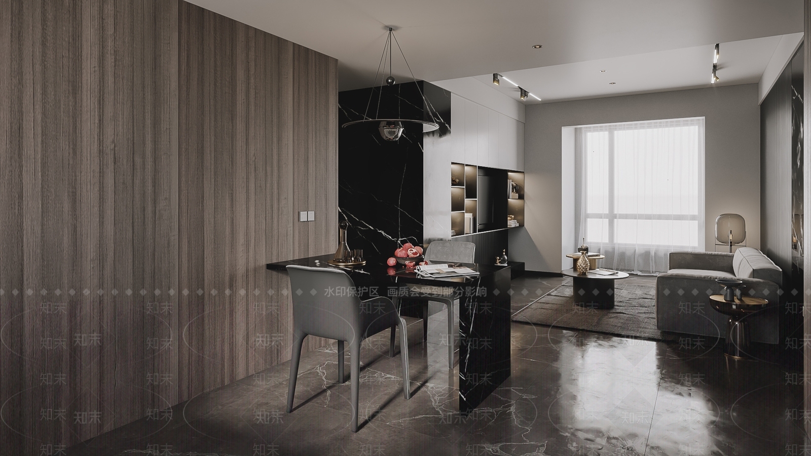现代公寓客餐厅3D模型下载【ID:1102196559】