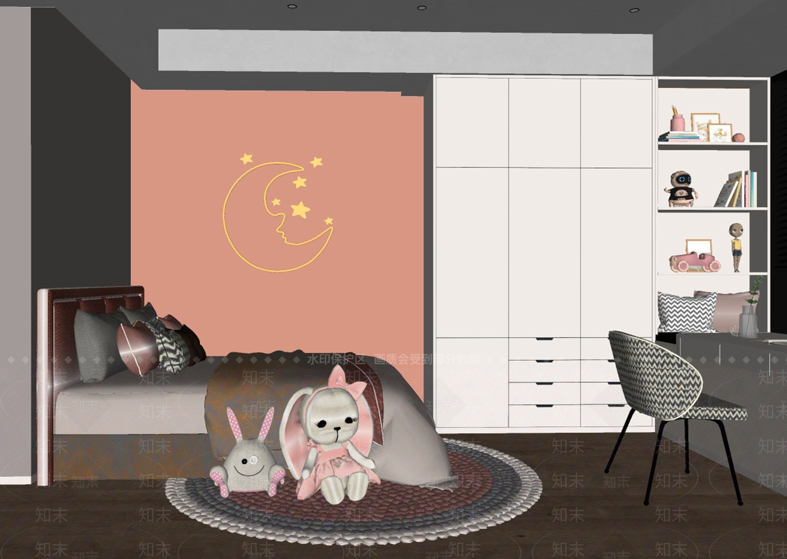 现代儿童房SU模型下载【ID:1102196635】