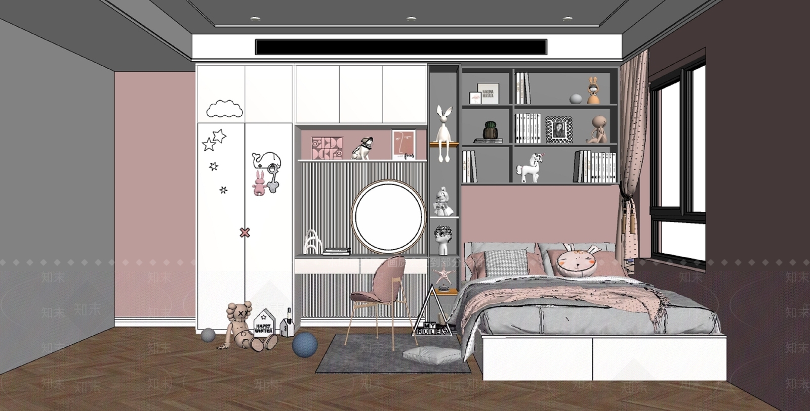 北欧儿童房SU模型下载【ID:1102199390】