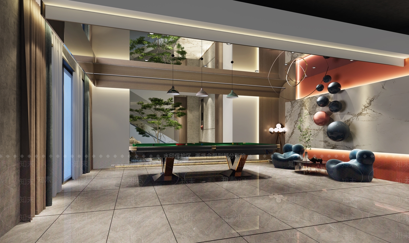 现代桌球室3D模型下载【ID:1102220724】