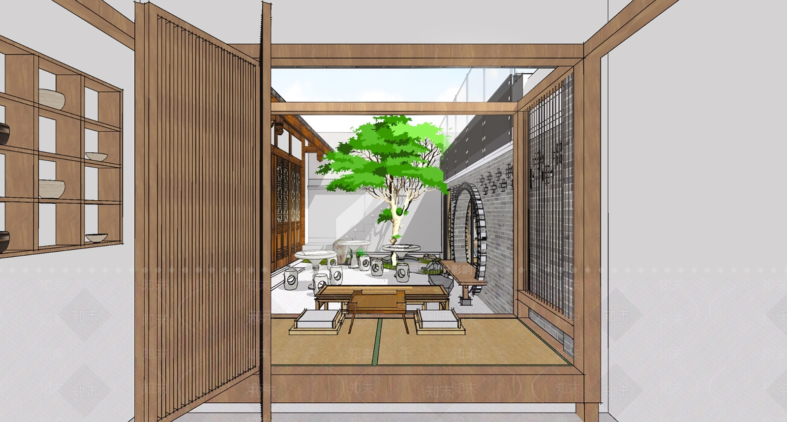 中式茶馆SU模型下载【ID:1102225670】