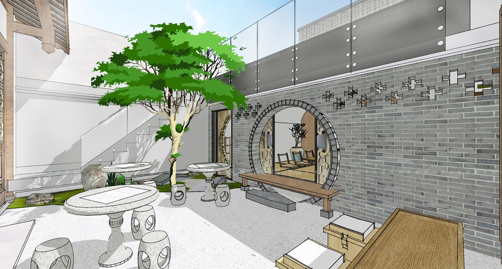 中式茶馆SU模型下载【ID:1102225670】