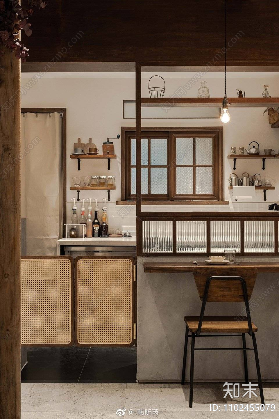 日式风格小饮品铺施工图下载【ID:1102455079】