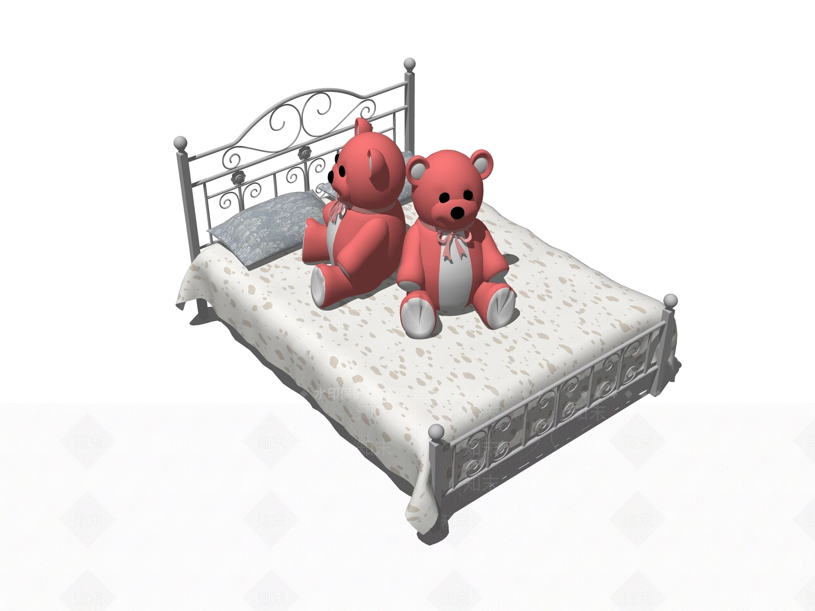 现代单人床SU模型下载【ID:1102233399】