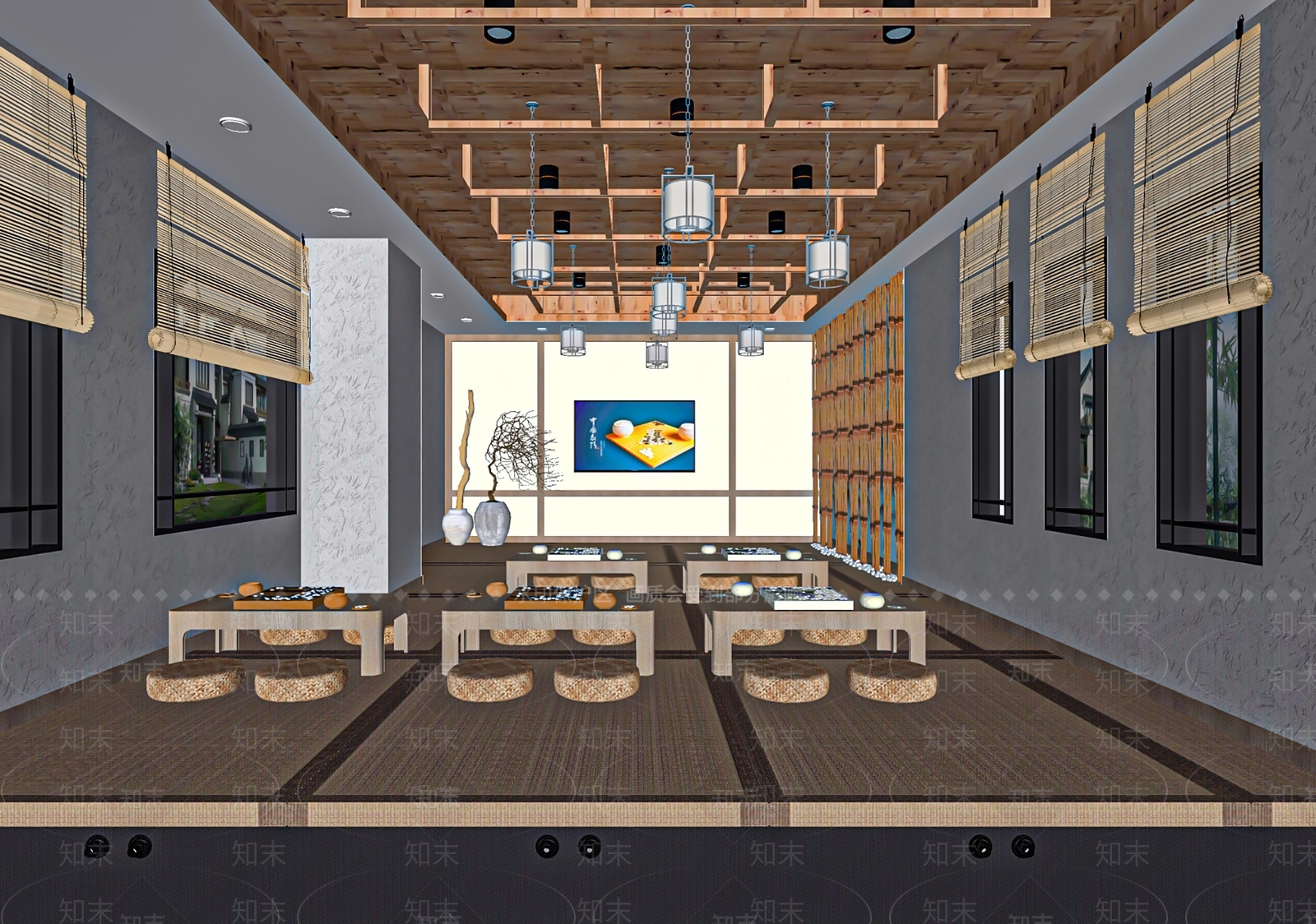 新中式围棋室SU模型下载【ID:1102239488】