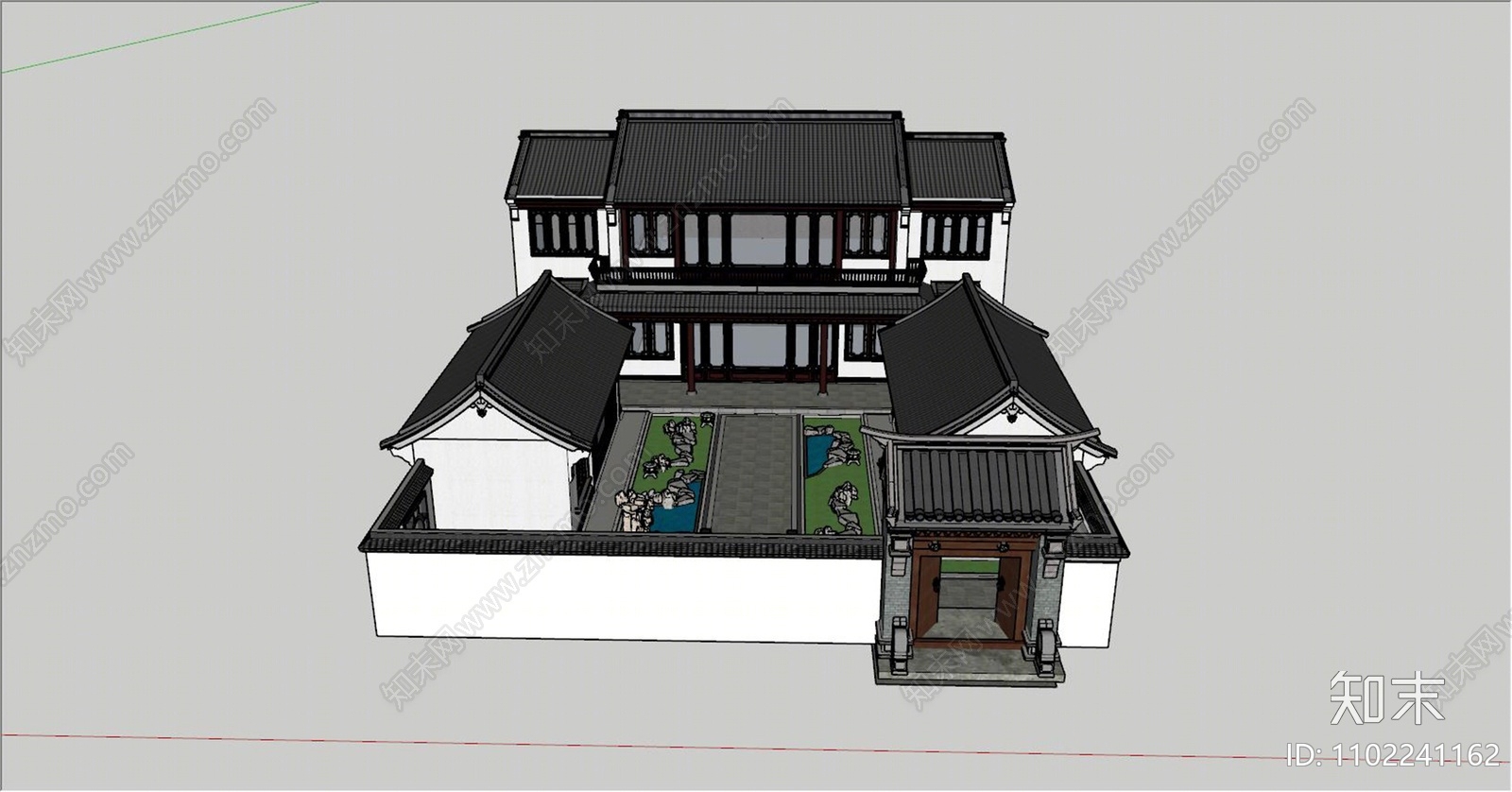 新中式四合院SU模型下载【ID:1102241162】