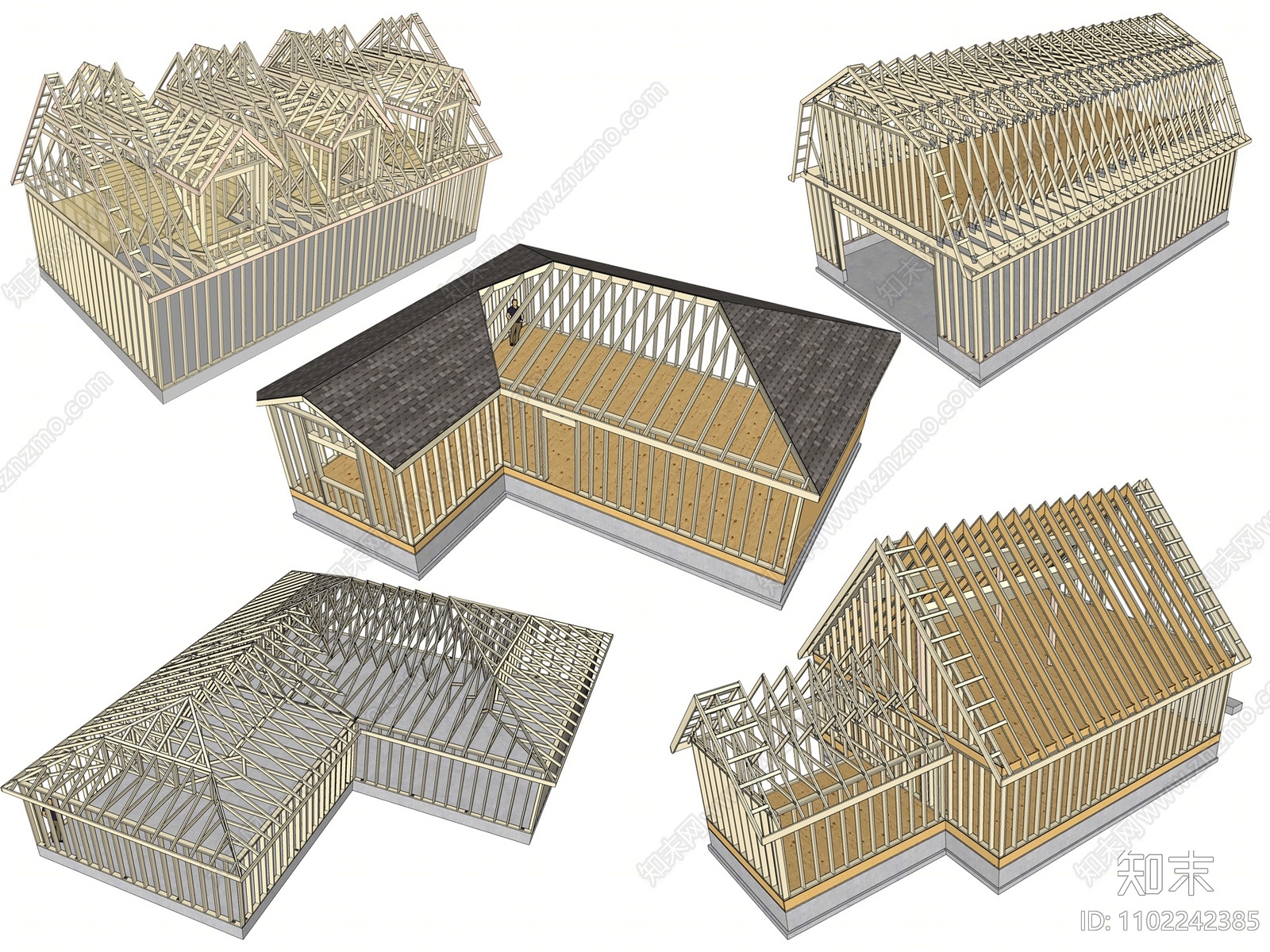 现代建筑构件SU模型下载【ID:1102242385】