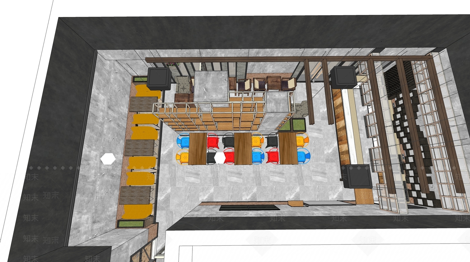 工业快餐店SU模型下载【ID:1102250015】