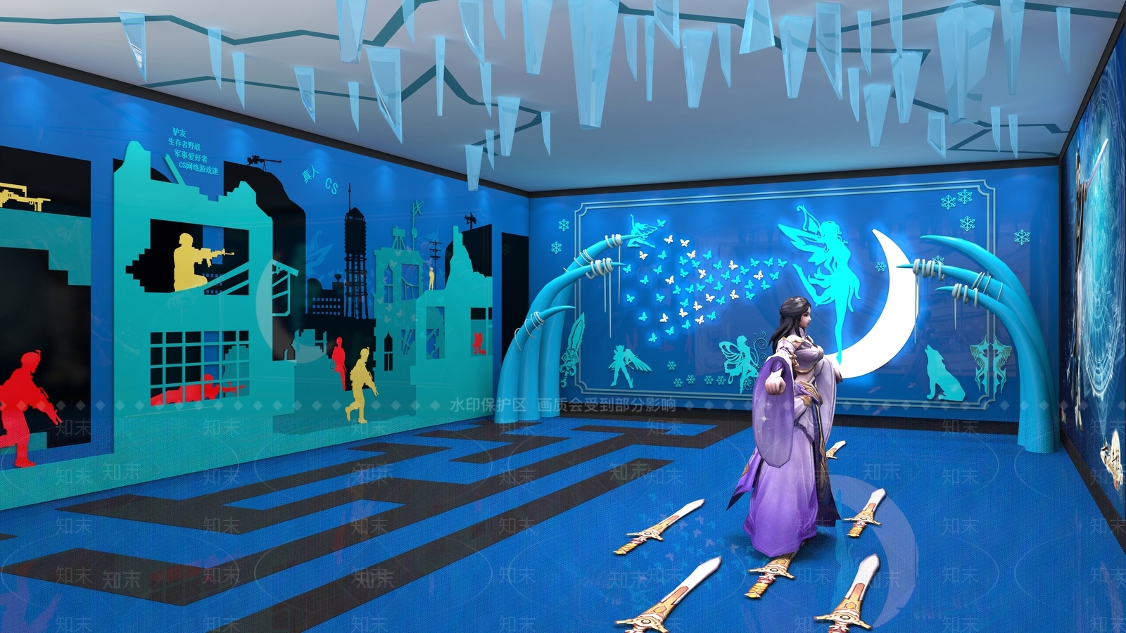 现代游戏展厅3D模型下载【ID:1102255177】