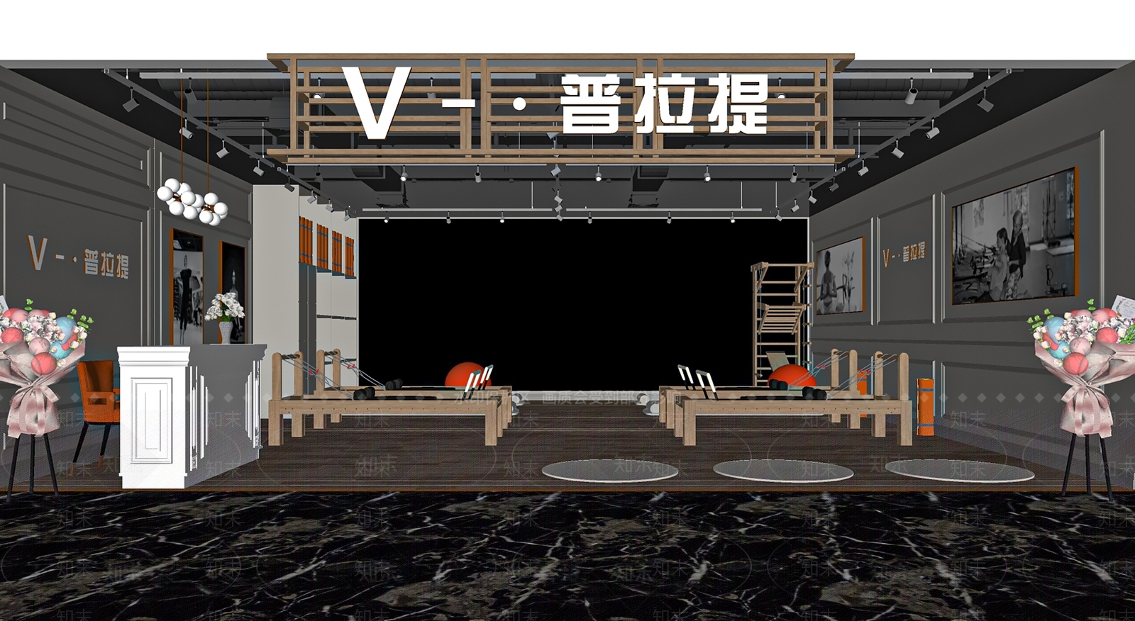 现代普拉提健身房SU模型下载【ID:1102258798】