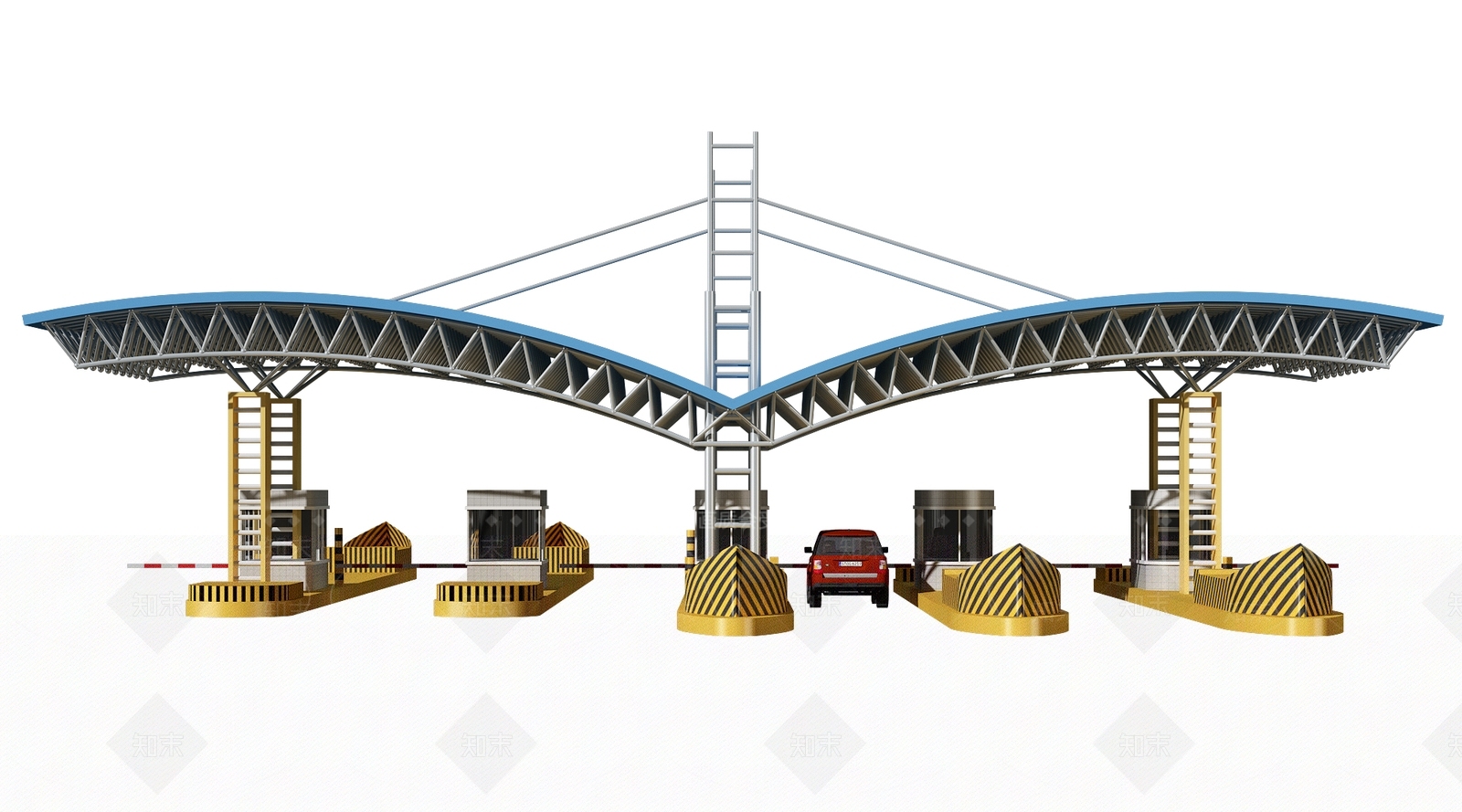 现代高速公路收费站3D模型下载【ID:1102259981】